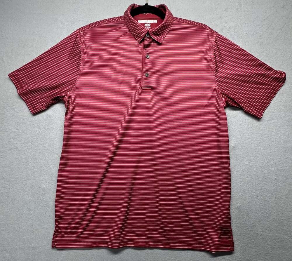 Greg Norman ML75 PlayDry Polo Shirt Size M Red Striped Golf